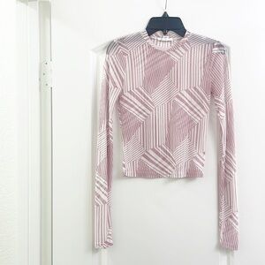 Full Tilt geometric print sheer long sleeve top